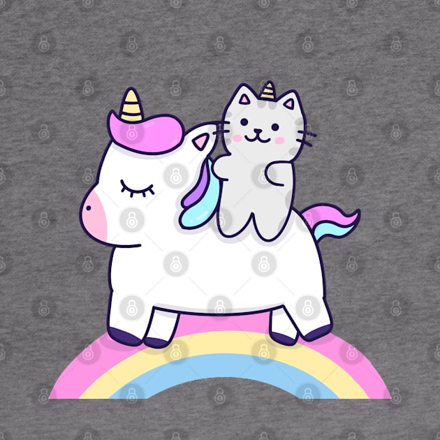 Cat riding a unicorn by Miaufu&Friends